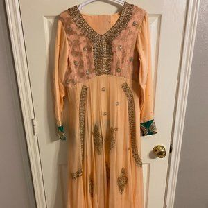 Brand New Peach and Green Shalwar Kameez